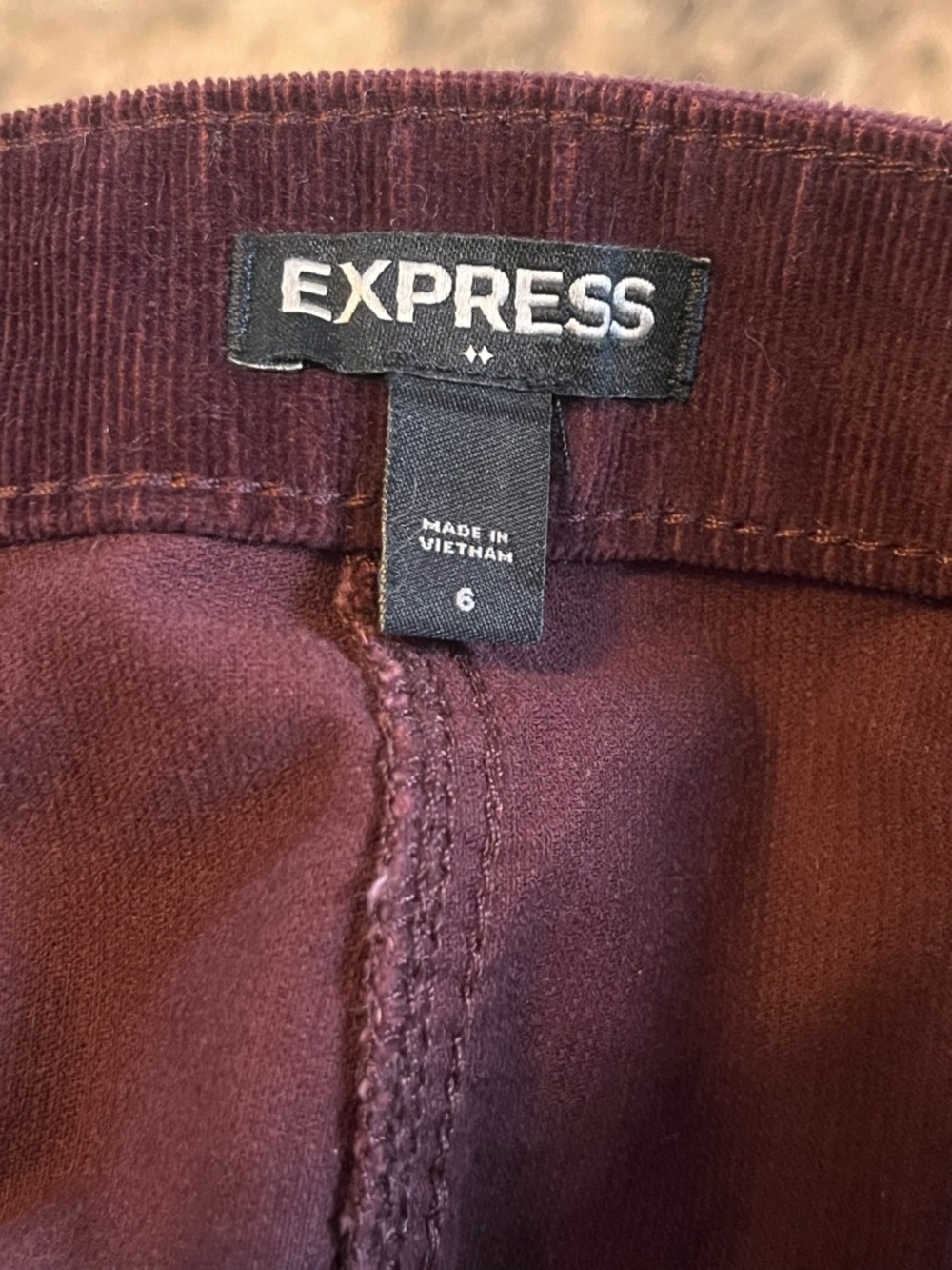 Express Button-Front Corduroy Mini Skirt in Deep Burgundy - Picture 2 of 6